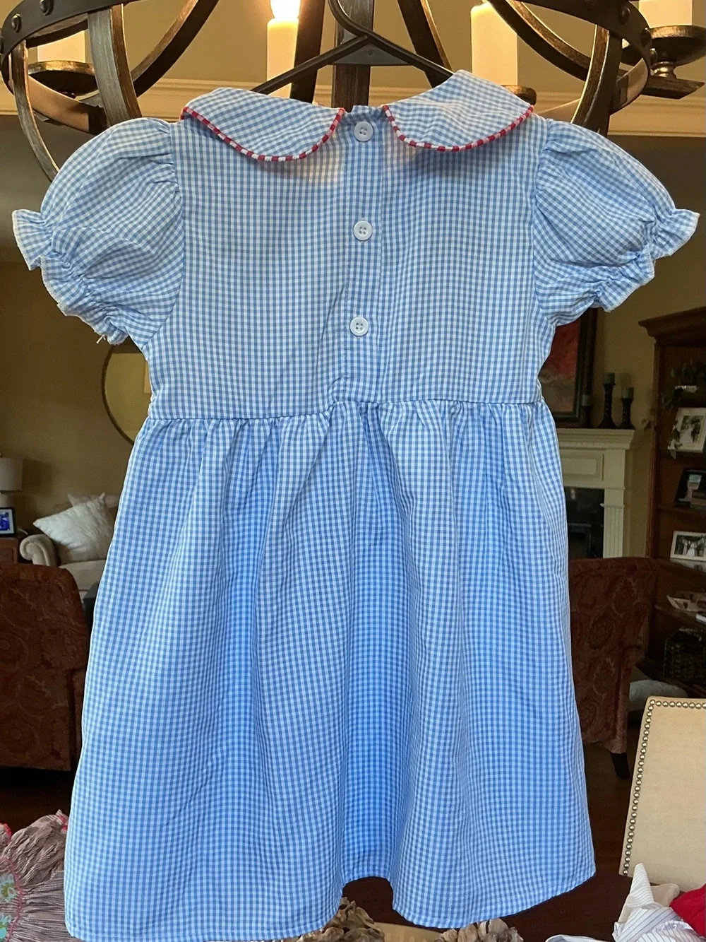 Light Blue Gingham ABC Smocked Girls' Dress
